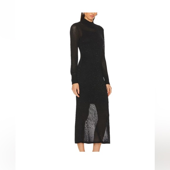 NWT Izabella Black Shimmer Sheer Sweater Dress - Picture 1 of 7